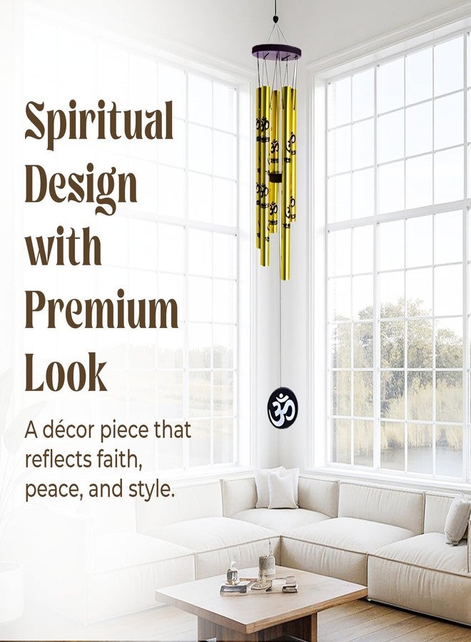 GJ Vastu, Om Golden and Hanging Wind Chime for Home, Balcony and Bedroom Positive Energy with Good Sound (Gold) 60 - cm - Image 4